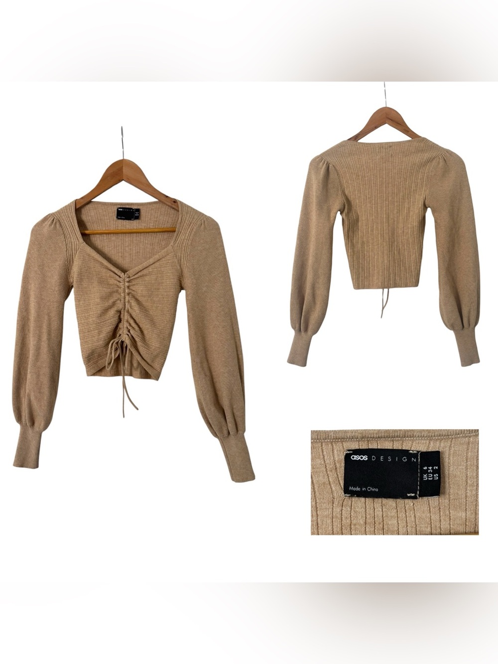 ASOS Ruched Cropped Knit Top - Picture 2 of 5